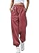 ORANDESIGNE Pantalon Jogging Femme Pantalon De Sport avec Cordon de Serrage Pantalons de Sport Pantalons Taille Haute Pants avec Poche Pantalon de Training A-Brique Rouge L