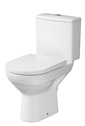 CERSANIT Stand WC mit Spülkasten Komplett | Toiletten mit Toilettensitz aus Duroplast mit Absenkautomatik | Kloschüssel mit Waagerecht Ablauf - 36,5 cm Breite | Stand WC aus Keramik | Farbe: Weiß