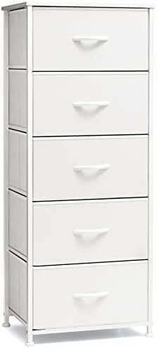Crestlive Products Tall Dresser Vertical Storage Tower - Sturdy Steel Frame, Wood Top, Easy Pull ...