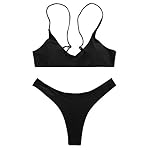SherryDC Women's Solid Scoop Neck Push Up Padded Brazilian Thong Bikini Swimsuit Bathing Suit - Image 4