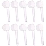 ONLYKXY 10pcs Clear Long Handle Plastic Measuring Spoons Coffee Protein Milk Powder Scoops Spoon Kitchen Tools (10g)