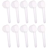 ONLYKXY 10pcs Clear Long Handle Plastic Measuring Spoons Coffee Protein Milk Powder Scoops Spoon Kitchen Tools (10g)