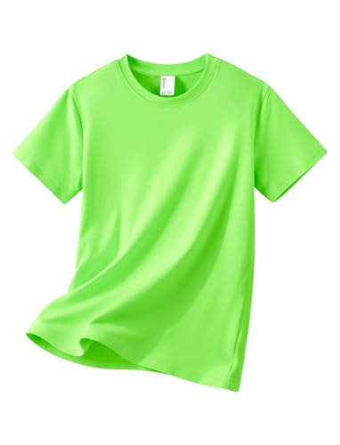 PATPAT Camiseta masculina neon 5T para jovens Dry Fit Athletic UPF 50+ camiseta manga curta Rash Guard Performance Sports Undershirt