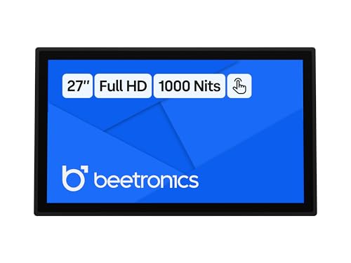 Image of Beetronics 27 Inch High Brightness Touchscreen Monitor | Full HD 1080p | IP66 Waterproof & Dustproof | Industrial Sunlight Readable Outdoor Display for PC, Mac, Linux | 27HB9M /U1