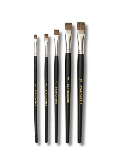Image of Stationerie Paint Brushes Set /Handmade Professional Artist Painting Brush Set for Acrylic, Watercolor, & Gouache Painting (Set of 5) Blendar Flat