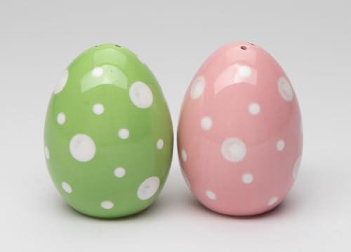 Cosmos Gifts 21040 Fine Ceramic Pink & Green Easter Egg Salt & Pepper Shakers Set thumb #2