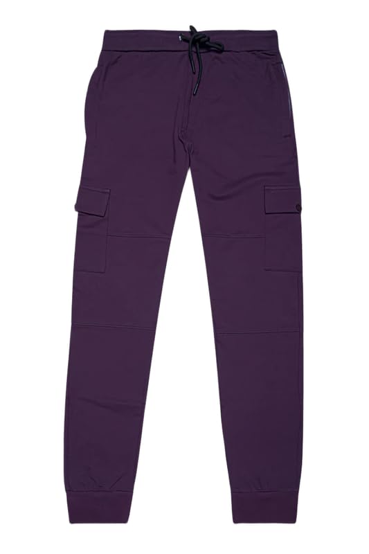 french crown Men's Blackcurrant Premium French Terry Cotton Cargo Joggers-picture-34