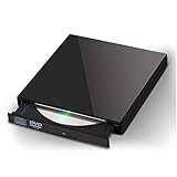 External CD DVD Drive USB 2.0 DVD Optical Reader Portable DVD Player for PC Laptop Desktop Computer (Black)