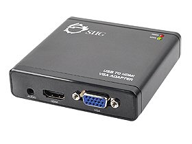 Siig-HM0012 JU-S1-Adaptateur pour (Câble USB 2.0 HDMI/VGA femelle/femelle Windows 7/32 (64bit)/Vista/32 (64bit) (XP/32/64-bit) (SP4) 2000/Mac OS X v10,4) Noir