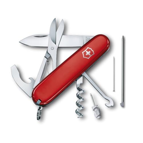 Victorinox Schweizer Taschenmesser Compact, 15 Funktionen, Swiss Made, Multitool Inkl. Klinge, Mini-Schraubendreher, Kapselheber, Rot