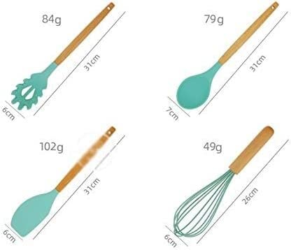 Küchenutensilien-Set Pfannenwender Silikon-Küchenwerkzeug-Set Kochutensilien-Set Pfannenwender Schaufel Suppenlöffel mit Holzgriff Spezielles hitzebeständiges Design