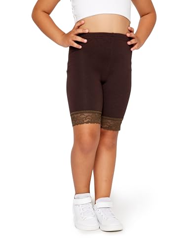 Merry Style Leggins Cortos para niñas con Encaje Leggings de Viscosa Mallas Cortas Shorts MS10 434 (Marrón, 128)