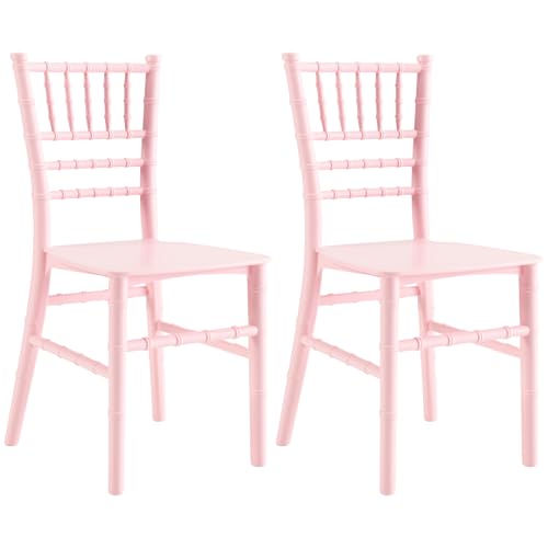 JOON 2 Pack Kids Tiffany Chiavari Chairs, 25x13x14.5 Inches, Polycarbonate, 12.75” Seat Height, Elegant & Stackable Design, Comfortable, for Toddler Parties, Playroom, Daycare, Home (Pink)