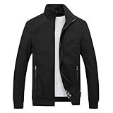 Lamgool Mens Light Jackets Windbreaker Lightweight Casual Flight Jackets Spring Fall Active Coat Outwear(Black,M)