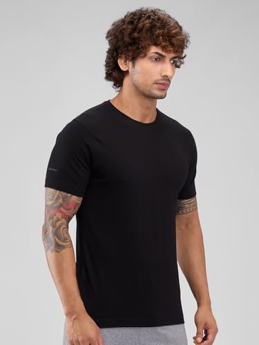 Image of Park Avenue Men Regular Fit Solid Pattern Pure Cotton Round Neck T-Shirt