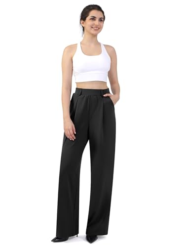 Wide Leg Slacks Dress Pants for Woman High Waisted Stretchy Work Pants Pull On Business Casual Trousers with Pockets2