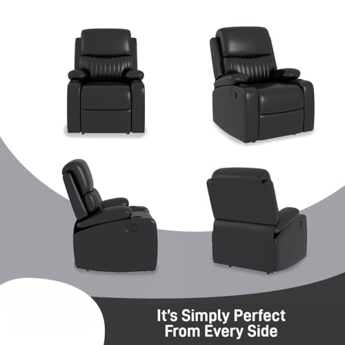 Image of Amazon Brand - Solimo Orleans | Single Seater Sofa Recliner | Manual Recliner (Leatherette Black)