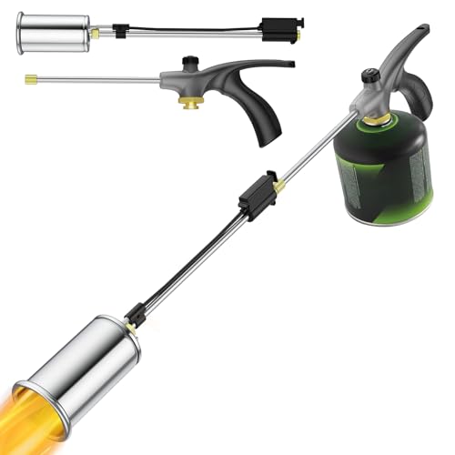Sondiko Große Flamme Unkrautbrenner, Gasbrenner Unkraut Abflammgerät, Flambierbrenner Hochleistungs-Blasbrenner,Hohe Temperatur 1800℃ für Garten Gehweg Eis Schnee Bedachung(Ausgenommen Propantanks)