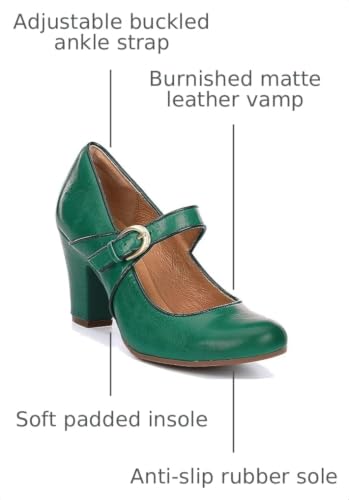 Image of SHODENSE Women Vintage Chunky High Heel Mary Jane Shoes Round Closed Toe Ankle Strap Dress Sandals 3 inch Block Heels Mary Jane Lolita Pumps Two-Toned Patchwork Buckle Office Lady Wedding Retro 4-11 M US