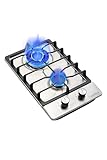 12 Inch Gas Cooktop, Stove Top, Stainless Steel Bulit-in Kitchen Stove, NG/LPG Convertible Gas Stovetop with Thermocouple Protection