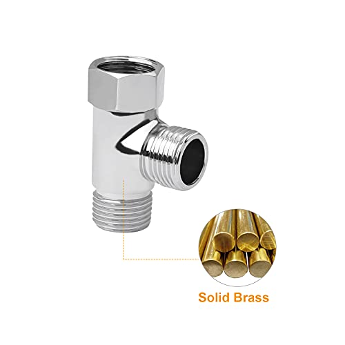 G1/2 Zoll Umstellventil, Messing, 3-Wege-T-Form-Adapter, universelles Duschsystem, teil, Wasser-Umstellventil, Duschschlauch-Verteiler f眉r Hand-Bidet und Sprayer, Chrom
