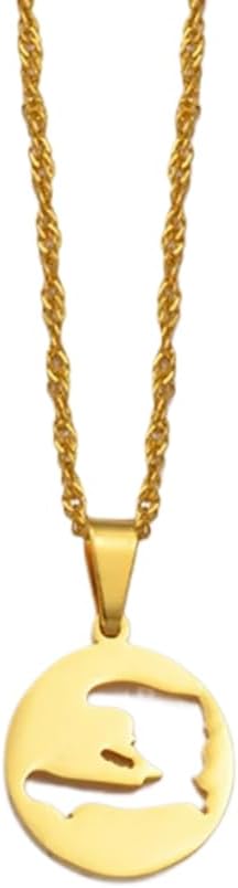 14K Yellow Gold Map Of Haiti Necklace For Women Men - 925 Sterling Silver Haiti Maps Necklace Haitian Necklace With Chain Haiti Pendant Necklace Haiti Jewelry Gifts For Women Men