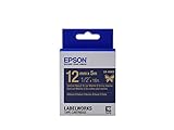 Epson LabelWorks Ribbon LK (Replaces LC) Tape Cartridge 1/2' Gold on Navy (LK-4HKK) - for use with LabelWorks LW-300, LW-400, LW-600P and LW-700 Label Printers