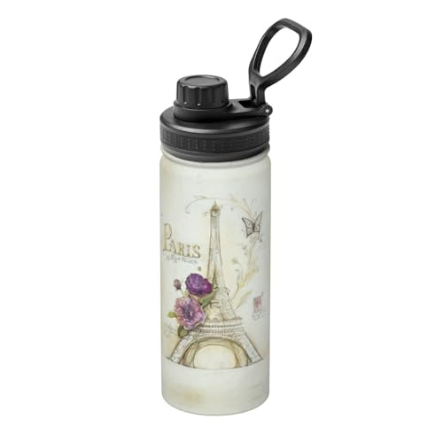 Kfjghhl Bouteille d'eau isotherme en acier inoxydable Tour Eiffel pour sport, gym, voyage, camping, randonnée, hydratation