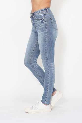Judy Blue High Waisted Vintage Shield Pockets Skinny Jeans for Women - Comfort Stretch Denim, Classic Fit - 888712