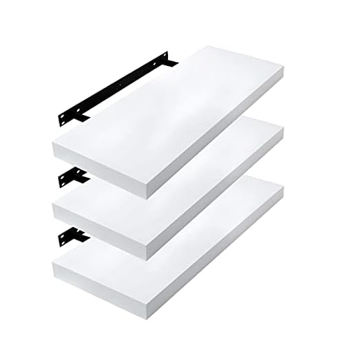 EUGAD Juego de 3 Estantería Pared Madera Blanco Estante Flotante para Colgar Libro CD en Cocina Salon Dormitorio, 0078QJ-3, 25x23x3.8
