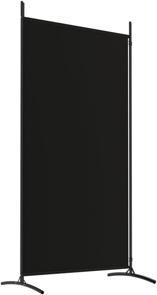 vidaXL Modern 2-Panel Room Divider, Black, 68.9" x 70.9", Durable 100% Polyester Fabric, Foldable Screen, Sunlight Blocker, Space Partition, Easy Assembly