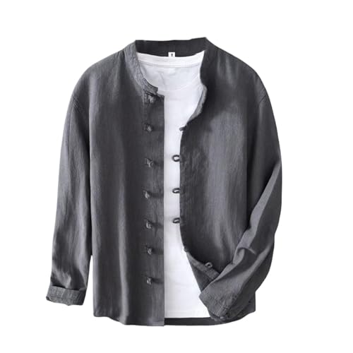 Camisa de lino de manga larga para hombre en ramio premium texturizado