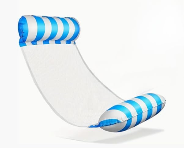 Luxury Pool Floats - Comfortable Lounger for Adults - Mesh Pool Hammock Inflatables for Relaxation - Water Lilo with Net - Comfortable Pool Float Chair - Inflatable Pool Toys for Swimming - Blue
