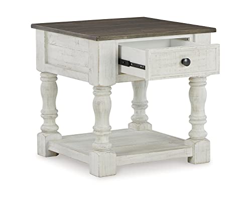 Signature Design By Ashley Havalance French Country Square End Table, White & Gray #TOP2