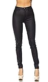 SOHO GLAM Super High Waisted Stretchy Skinny Jeans, Faux Leather Black, Small