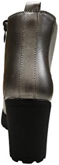 REFRESH CLUB-01 Women's Slip On Chunky Heel Ankle (11, Pewter) | Image 2