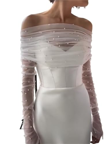 Écharpe de mariée en tulle pour couvrir les épaules avec perles