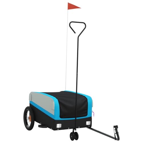 Genérico Remolque para Bicicleta Hierro Negro y Azul 30 kg,Deportes,Actividades al Aire Libre,Ciclismo,Accesorios para Bicicletas,Remolques para Bicicletas,94058