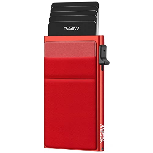 Image of YESIIW Credit Card Holder Wallet for Men RFID Blocking Slim Minimalist Metal Wallet with Money Pocket Contactless Card Protector