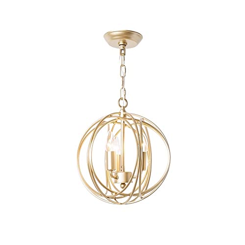 Chandelier E14 plafonnier rond en fer forgé rétro à 3 lumières