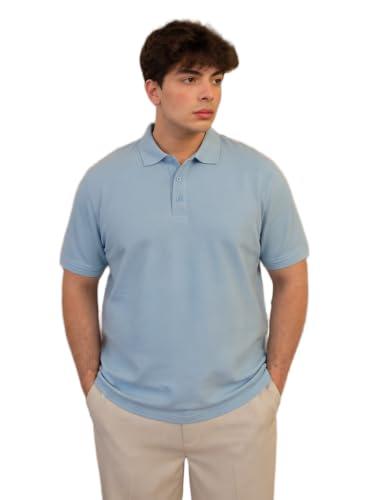 Image of MAYKR Men's Sky Textured Polo Neck Short Sleeve Casual T-Shirt