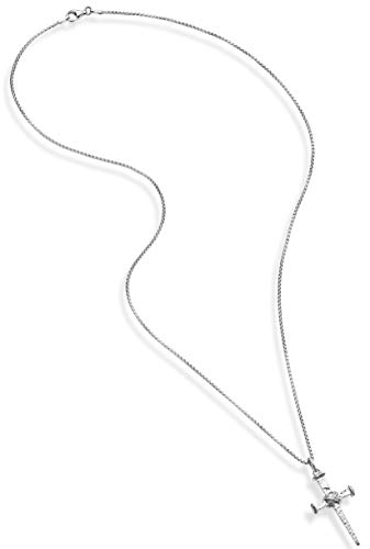 Miabella 925 Sterling Silver Italian Rope Wrap Nail Cross Pendant Necklace For Men Box Chain, Rhodium Or 18K Yellow Gold Over Silver Made In Italy (Length 22 Inches, Rhodium-Plated-Silver) #TOP1