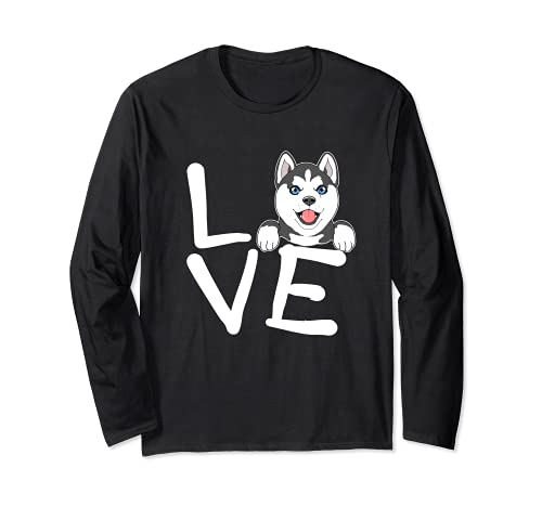 Siberian Husky Dog Lover Long Sleeve T-Shirt, Black