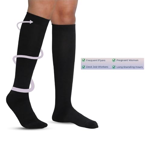 Image of Medical Grade Travel Flight Socks | Graduated Compression 18-21 mmHg at Ankle | Relieves Tired and Aching Legs, Pain and Swellings (LARGE)