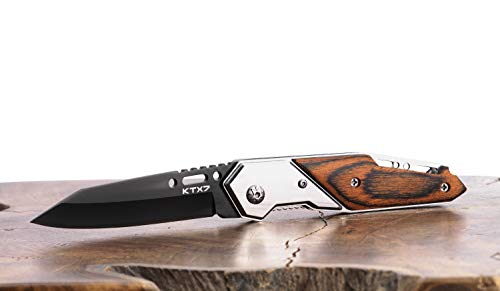 KTX7® Messer Klappmesser Taschenmesser RS mit Holzgriff – Bild 3