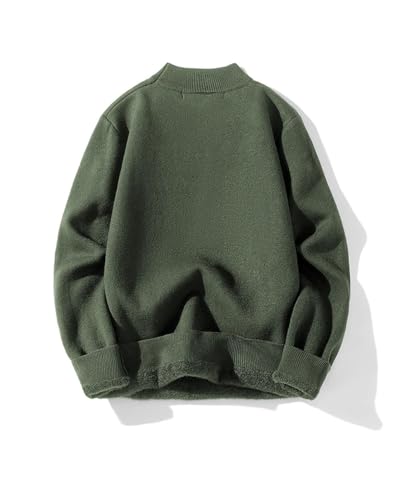 Men Solid Loose Pullover Crew Neck Long Sleeve Sweater Business Knit Top3