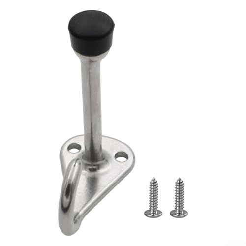 KHIronHive Tope de puerta de acero inoxidable con gancho: parachoques silencioso de pared, cuña de goma resistente para oficina en casa, protección anticolisión para paredes y muebles