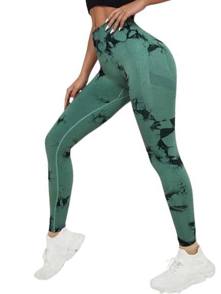 LESS DRAMACurve-Hugging Marble Leggings for Women- High Waisted Butt Lift Leggings - Yoga Tummy Control Compression Pants, leggings for gym