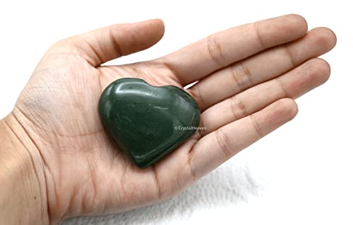 Image of Certified Dark Green Aventurine Crystal Heart Palm Pebbles Stones for Anxiety Stress Relief Massage - AAA Grade Original Healing Gemstone Agate Heart Palm Stone for Yoga Meditation Spiritual