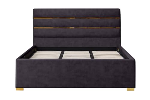 Riess Ambiente Modernes Boxbett Metropolitan - 180x200 cm - grau - Samt inkl. Bettkasten Matratze Topper Bett Polsterbett – Bild 7